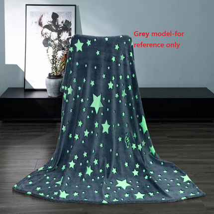 Fleece Blanket Glow in the Dark Large Sofa Throw Soft Warm Faux Fur Mink Kids AU 130*160CM~Pink Star&Moon