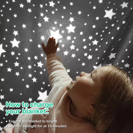 Fleece Blanket Glow in the Dark Large Sofa Throw Soft Warm Faux Fur Mink Kids AU 130*160CM~Pink Star&Moon