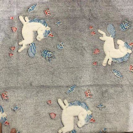 Fleece Blanket Glow in the Dark Large Sofa Throw Soft Warm Faux Fur Mink Kids AU 130*160CM~Grey Unicorn
