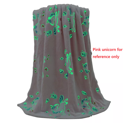 Fleece Blanket Glow in the Dark Large Sofa Throw Soft Warm Faux Fur Mink Kids AU 130*160CM~Grey Unicorn