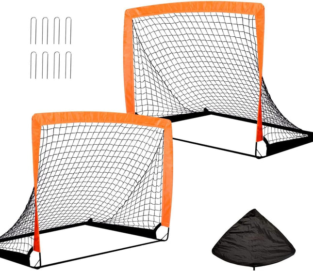 Set of 2x Pop Up Soccer Goals Football Net Kids Portable Mini Foldable Pop-Up