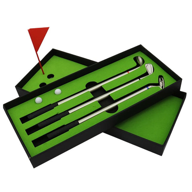 Golf Pen Gift Mini Desktop Golf Sets with 3 Golf Clubs Pens Putting Flag 2 Balls
