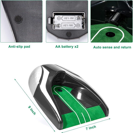 Golf Automatic Putting Cup with Adjustable Gravity Ball Return - Battery-Powered Practicing Without Interruption for Indoor Outdoor Golf Practice