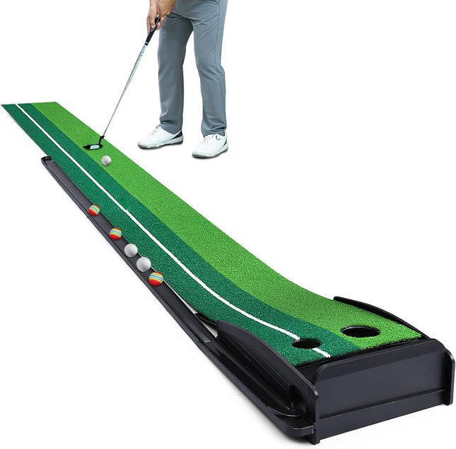 Portable Auto-Return Golf Practice Putting Mat Putter Trainer Indoors & Outdoors~3M