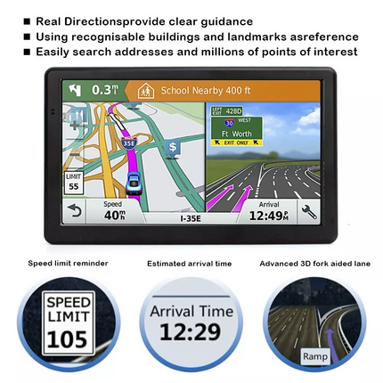 7" Portable Truck Car GPS Navigation Lifetime Free AU Map Updates Sat Nav