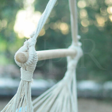 Portable Hanging Hammock Chair Swing Garden Outdoor Camping Soft with 2 x Cushions ~ White