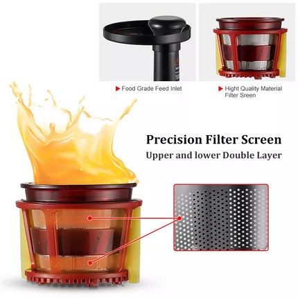 Fruit Vegetable Slow Juicer Orange Lemon Cold Press Juice Extractor Masticating