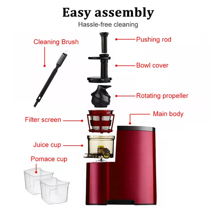 Fruit Vegetable Slow Juicer Orange Lemon Cold Press Juice Extractor Masticating