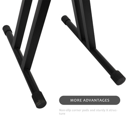 Adjustable Keyboard Stand Heights Folding Double Braced X Style Music Piano