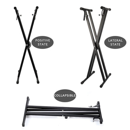 Adjustable Keyboard Stand Heights Folding Double Braced X Style Music Piano