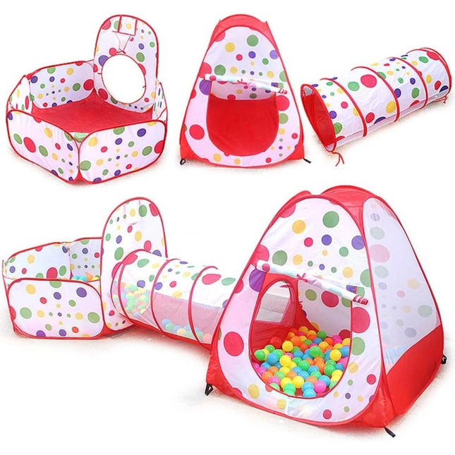 3 in 1 Pit Ball Pool Play Tunnel Pool Pop Up Tent Playhouse Foldable Kids Baby