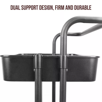 3 Tier Kitchen Storage Trolley Cart Steel Rack Utility Rolling Cart with Handle Organization Cart~Black
