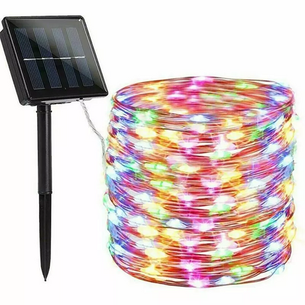 12M Solar Fairy String Lights 100 LED Outdoor Garden Christmas Party Decor~RGB Multicolor