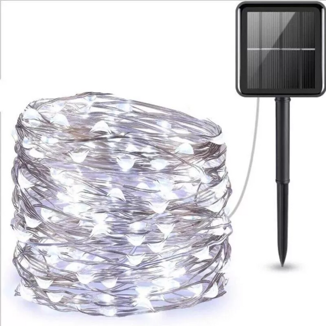 12M Solar Fairy String Lights 100 LED Outdoor Garden Christmas Party Decor~White