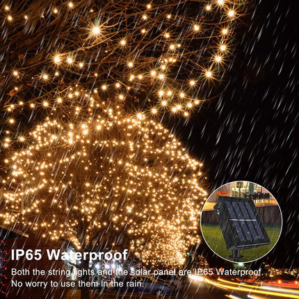 12M Solar Fairy String Lights 100 LED Outdoor Garden Christmas Party Decor~Warm White