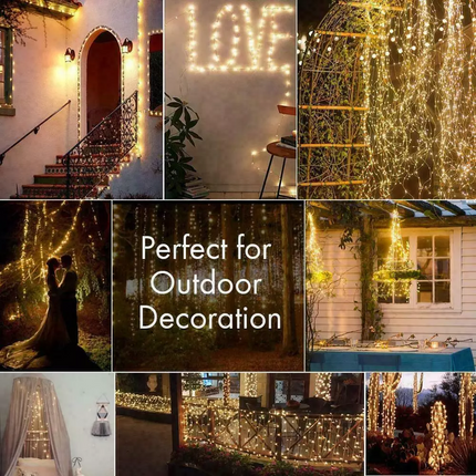 12M Solar Fairy String Lights 100 LED Outdoor Garden Christmas Party Decor~Warm White