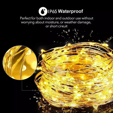 12M Solar Fairy String Lights 100 LED Outdoor Garden Christmas Party Decor~Warm White