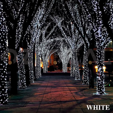 22M Solar Fairy String Lights 200 LED Outdoor Garden Christmas Party Decor~White