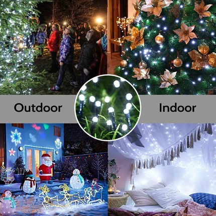 22M Solar Fairy String Lights 200 LED Outdoor Garden Christmas Party Decor~White