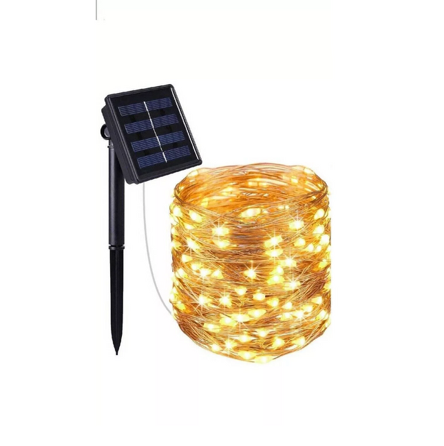 22M Solar Fairy String Lights 200 LED Outdoor Garden Christmas Party Decor~Warm White