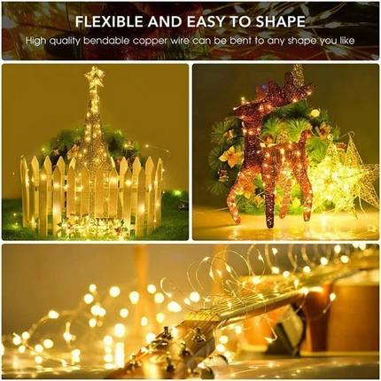 32M Solar Fairy String Lights 300 LED Outdoor Garden Christmas Party Decor~Warm White