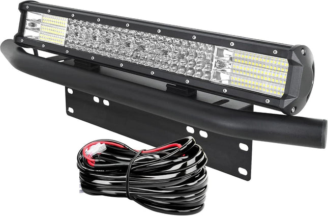 20" Combo Beam LED Light Bar & 23 inch Number Plate Frame & 12V Wiring Loom Kit