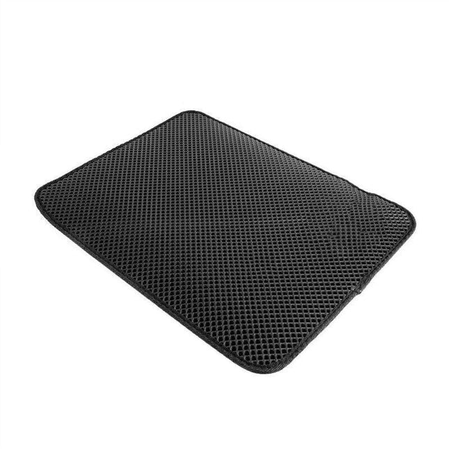 Double-Layer Cat Litter Mat Waterproof Trapper Foldable Pad Pet Rug Home Urine~Black Medium