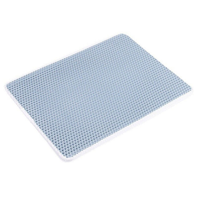 Double-Layer Cat Litter Mat Waterproof Trapper Foldable Pad Pet Rug Home Urine~Blue  Medium