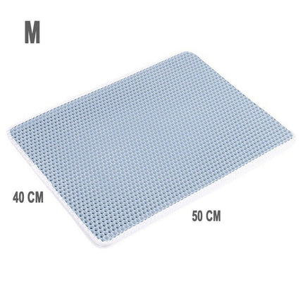 Double-Layer Cat Litter Mat Waterproof Trapper Foldable Pad Pet Rug Home Urine~Blue  Medium