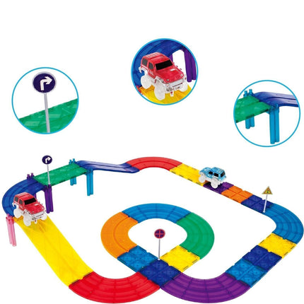 30 Piece Magnetic Tile Light up Car Track Toy Play Set Building Block & Learn XMAS GIFT