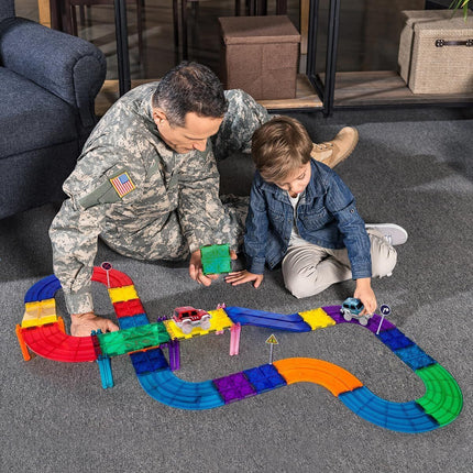 30 Piece Magnetic Tile Light up Car Track Toy Play Set Building Block & Learn XMAS GIFT