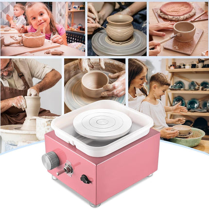 Electric Mini Pottery Wheel Pink Turntable Ceramic Wheel Machine 0-320RPM Speed