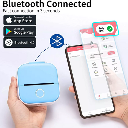 Inkless Phomemo T02 Mini Pocket Bluetooth Thermal Printer Wireless Photo Inkless Sticker Free APP ~Green