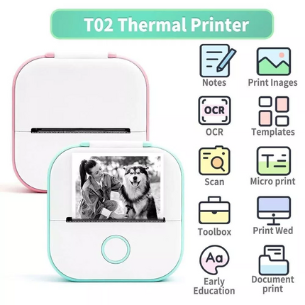 Inkless Phomemo T02 Mini Pocket Bluetooth Thermal Printer Wireless Photo Inkless Sticker Free APP ~Green