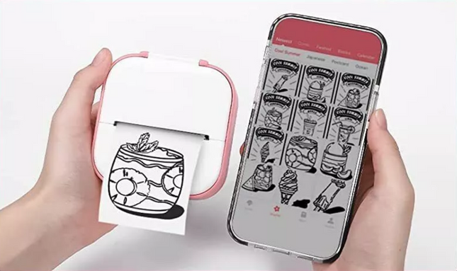 Inkless Phomemo T02 Mini Pocket Bluetooth Thermal Printer Wireless Photo Inkless Sticker Free APP ~Pink