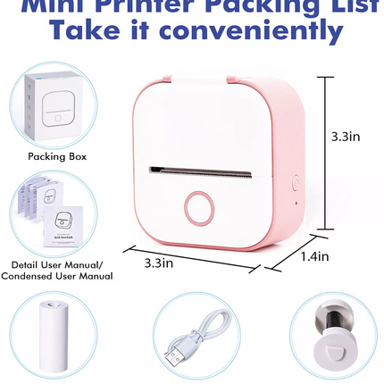 Inkless Phomemo T02 Mini Pocket Bluetooth Thermal Printer Wireless Photo Inkless Sticker Free APP ~Pink