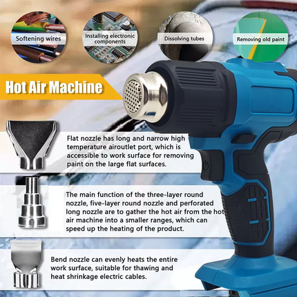 Cordless Heat Gun Hot Air Gun Temperature 50~550℃ Nozzle For Makita Battery 18V