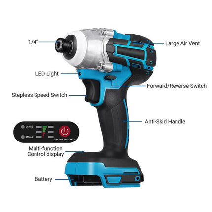 Cordless Brushless 1/4'' HEX Impact Driver Body  For Makita 18V
