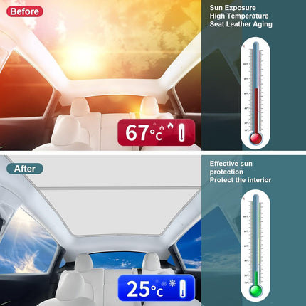 Tesla Model Y Sunshade Sun Roof Shade Sunroof UV Film Window Cover Ice Crystals