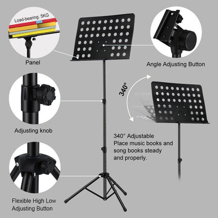 Adjustable Music Sheet Stand Folding Heavy Duty Large Professional Stage