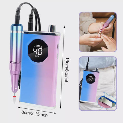 40000RPM Rechargeable Electric Nail Drill Machine Manicure Portable Nail File ~Gradient Color