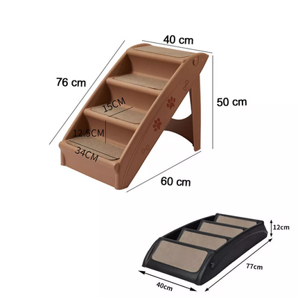 Portable Pet Ramp Indoor Dog Steps Stairs Cat Foldable Ladder For Bed Sofa~Brown