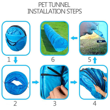 Dog Tunnel Pet Agility Training Exercise Chute 5.5M & Carry Bag
