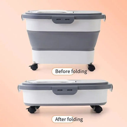 3-Piece Foldable 20L Pet Food Storage Container Folding Rice Grain Kitchen Storage Box