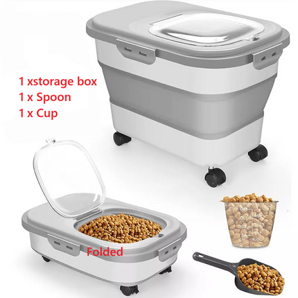 3-Piece Foldable 20L Pet Food Storage Container Folding Rice Grain Kitchen Storage Box