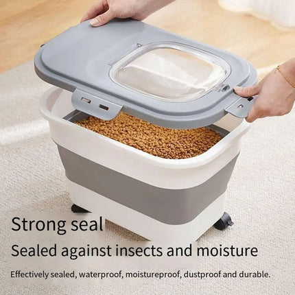 3-Piece Foldable 20L Pet Food Storage Container Folding Rice Grain Kitchen Storage Box