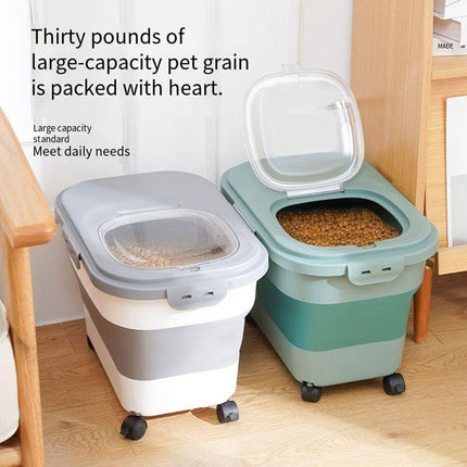 3-Piece Foldable 20L Pet Food Storage Container Folding Rice Grain Kitchen Storage Box