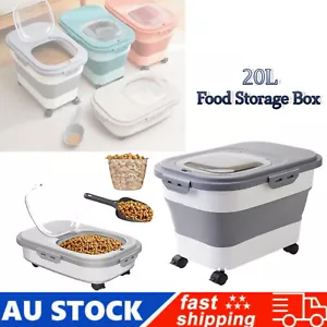 3-Piece Foldable 20L Pet Food Storage Container Folding Rice Grain Kitchen Storage Box