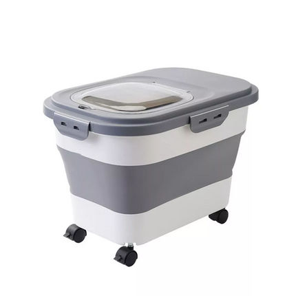3-Piece Foldable 20L Pet Food Storage Container Folding Rice Grain Kitchen Storage Box