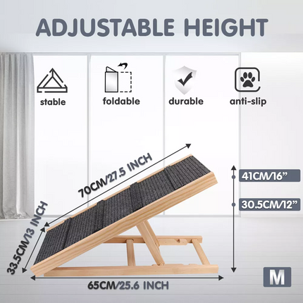 Dog Pet Ramp Adjustable Height Foldable Stairs Steps For Bed Sofa Car